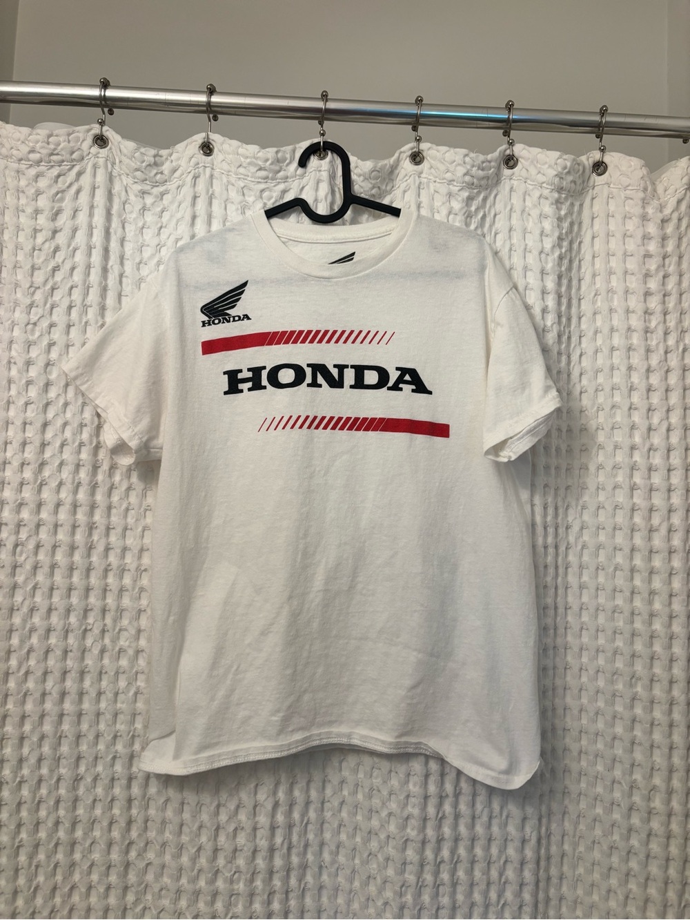 Vintage Honda White Short Sleeve Tee with Red & Black Graphics